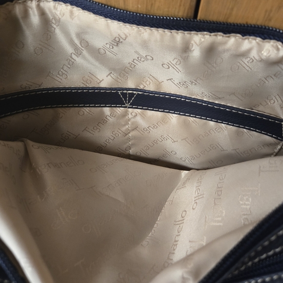 Tignanello Blue Silver Crossbody Bag with Structured Finish - Picture 4 of 8